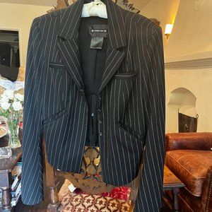 Plein Sud Striped Women's Tailored Jacket - Black - S